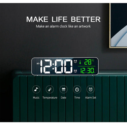LED Digital Alarm Clock Temperature Music Alarm USB Power Wall Clock