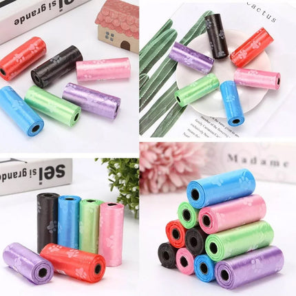 100 Rolls/ 1500 Bags Pet Dog Poo Poop Bags Puppy Waste Biodegradable Bag Disposable BulkOpen Color footprints