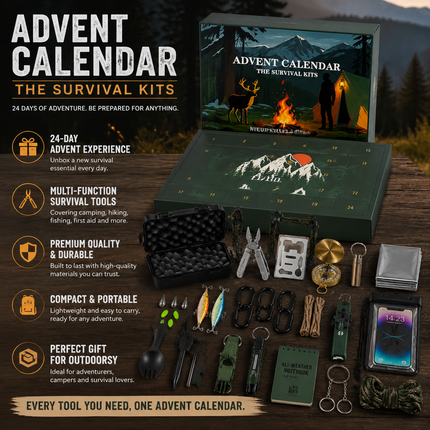 24 IN 1 Advent Calendar Outdoor Camping Gear Multi Tool Set Hiking Kit