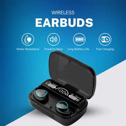 Bluetooth 5.1 Wireless Earbuds Gym Sports Waterproof LED Display Earphones Bass