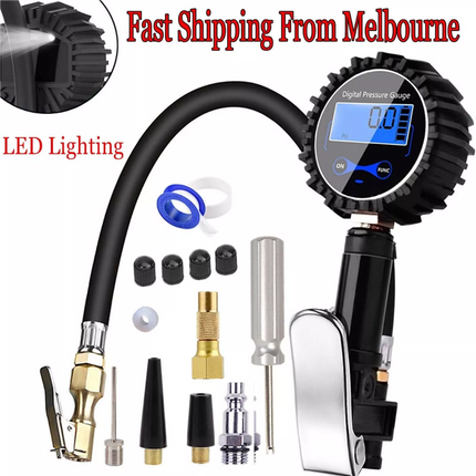 LED Digital Tyre Inflator Car Air Pressure Tire Gauge PSI Hose A Car Motorcycle