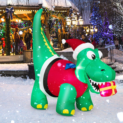 1.83M Christmas Inflatable Dinosaur Blow up Xmas Outdoor Decoration LED Lights