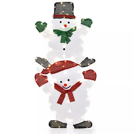 1.4M Christmas Lighted Double Snowman Decor Xmas Home Outdoor Yard Garden Sign