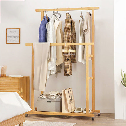 Heavy Duty Clothes Rail Double Layer Garment Hanging Display Stand Rack Wardrobe