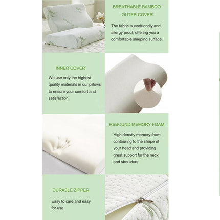 2x Pack Luxury Bamboo Memory Foam Fabric Fibre Cover Contour Pillow 50X30cm