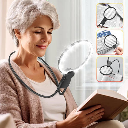 Wearable Magnifying Glass Hands Free Neck Wearable With LED lights For Elderly