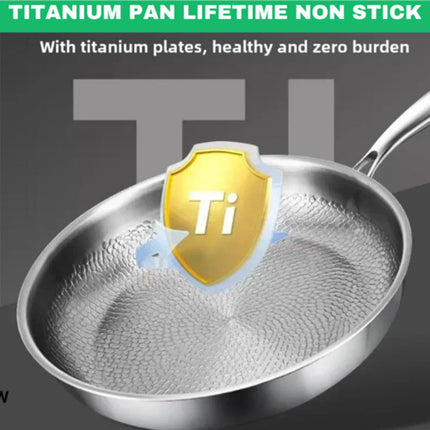 Titanium Frying Pan Life Time Non Stick Uncoated Fish Scale Surface lid (26Cm Covered)