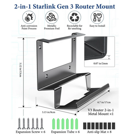 For Starlink Gen 3 Router Mounts V3 Mesh Router Mount with Power Supply Brackets