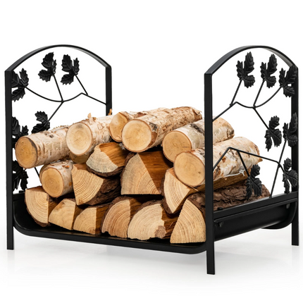 48CM Firewood Rack Leaf Patterns Decorative Firewood Storage Holder Indoor