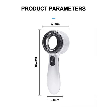 Handheld Rechargeable Magnifying Glass W/4-Color Led Light Read Loupe Magnifier