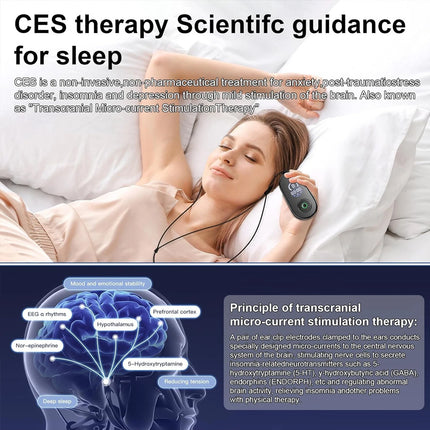 Sleep Aid CES Device With Ear Clips for Insomnia Stress Depression Migraine