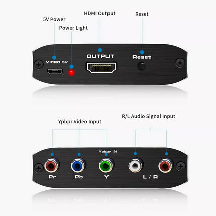 YPbPr RGB Component + Audio R/L to HDMI Converter Full HD 1080p