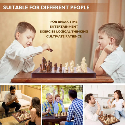 35*35*3cm Magnetic Large Wooden Timber Oak Chess Set Folding Chessboard