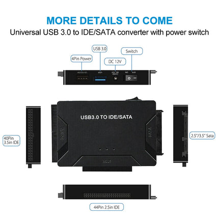 USB 3.0 to 3.5" 2.5''SATA IDE Hard Drive External Adapter Cable Kit Converter