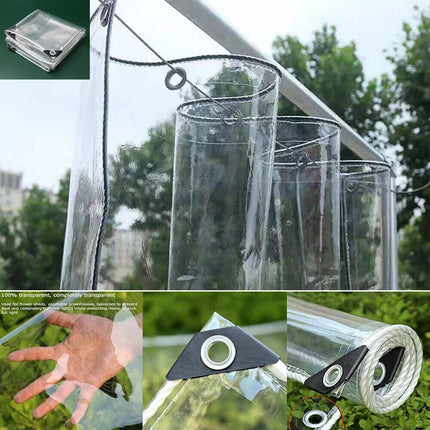Patio PVC Clear Tarpaulin Transparent Cover Garden Ground Sheet Tarp Heavy Duty (1.8x2.5m / 6x8.2ft)