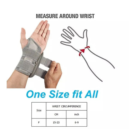 Wrist Splint Brace Protection Support Strap Carpel Tunnel CTS RSI Pain Relief  (2PCS Grey (Left+Right))