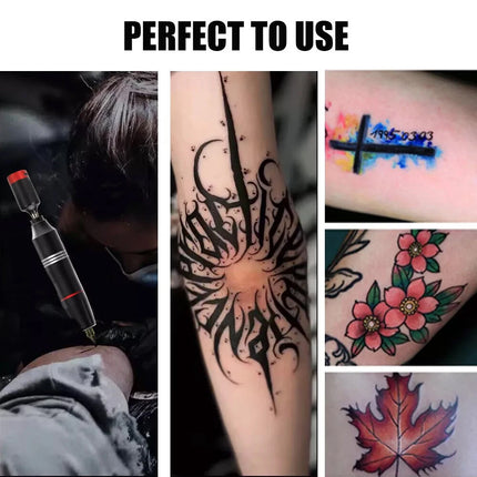 Wireless Tattoo Gun Kit Complete Rotary Pen Machine With Power Supply Ink Needle