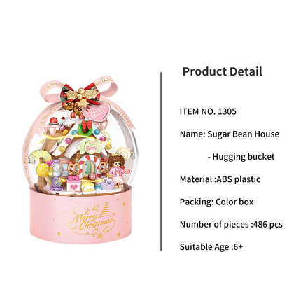 LED Christmas Candy House Snow Globe Crystal Ball Building Set Gift Kids Adults