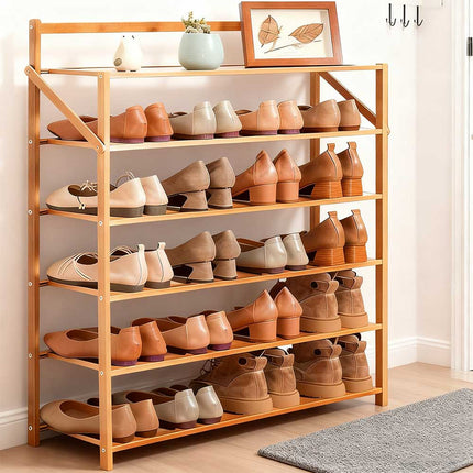 6 Tiers Bamboo Fordable Shoes Rack Cabinet Storage Shoe Shelf 90cm