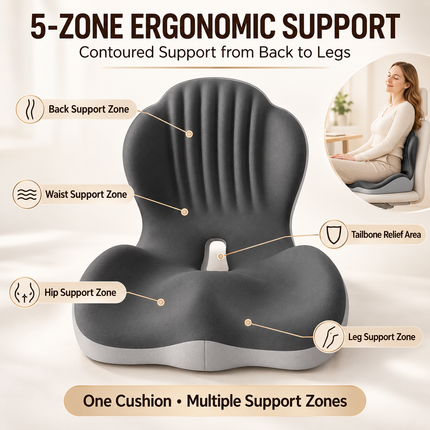 Ergonomic Seat Cushion Lumbar Back Support Office Chair Breathable Pad