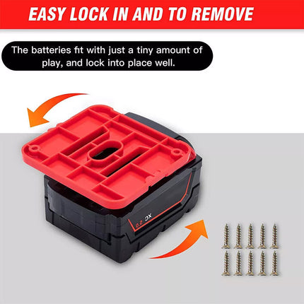 5x Battery Mounts Storage Holder Rack For Milwaukee M18 18V Tool Battery Red