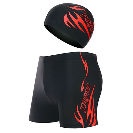 Mens Summer Swim Shorts Swimwear Swimming Underwear Boxer Pants Beach Cap