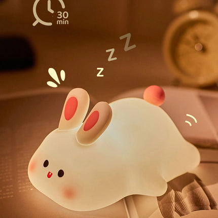 Big face rabbit patting small night light colorful toy ornaments
