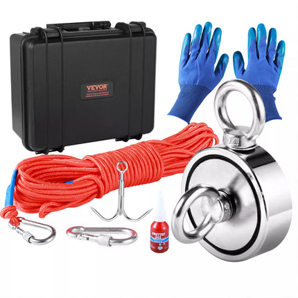 Magnet Fishing Kit 1200lbs Pulling Double Sided Fishing Magnet 2.95" Dia