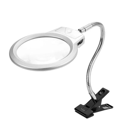 Large Lens Table Desk Magnifier Lamp LED Light Reading Magnifying Glass + Clamp