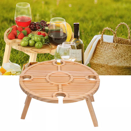 Folding Wine Rack Table Fruit Platter Storage Table Lap Tray Desk Outdoor Picnic