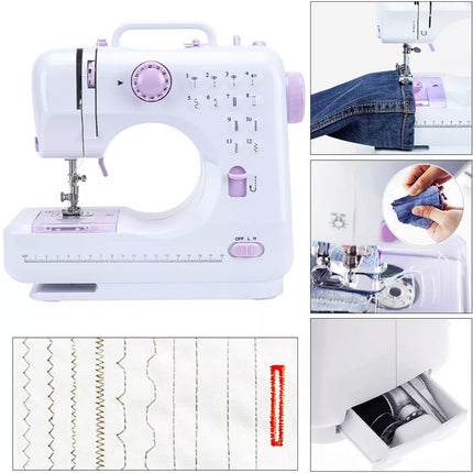 Mini Sewing Machine 12 Stitch Electric Foot Pedal 2-Speed for DIY and Repairs
