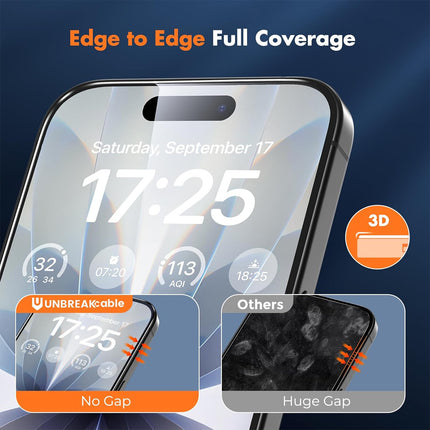 2Pcs Screen protector Tempered Glass Case Friendly Full Cover iPhone 17 iPhone 17 Pro 17 Pro Max (Copy)