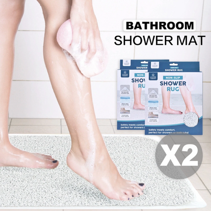 2PCS Anti Slip Loofah Shower Rug Non Slip Bathroom Bath Mat Carpet Water Drains