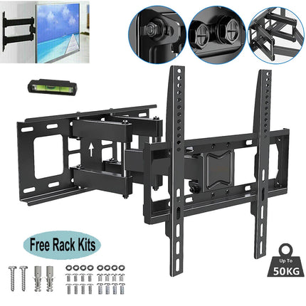 TV Wall Mount Bracket Swivel Tilt Full Motion 26 32 40 43 50 55 60 65 75in 50KG