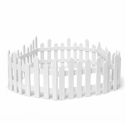 160cm White Wooden Christmas Tree Fence 4-Section Picket Holiday Decor Indoor Outdoor