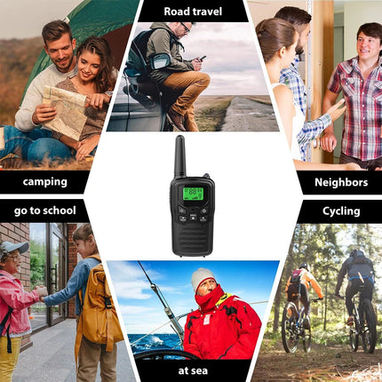2x Walkie Talkies 10KM Long Range Two-Way Walkie-Talkie Radios w/ LED Flashlight Black