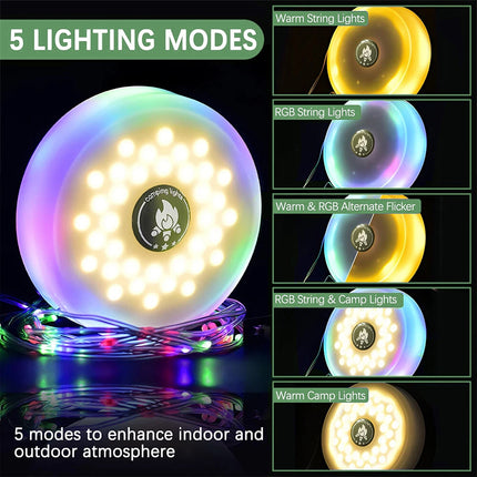 Solar 10m LED Camping String Lights Portable Stowable Retractable Fairy Lights