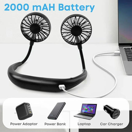 Neck Fan Headphone Design Wearable Portable USB Rechargeable Hand Free Personal