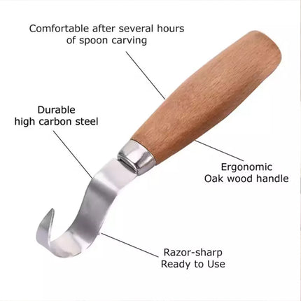 2pcs Wood Carving Knives Set for Spoon Carving Tools Hook Knife Professional