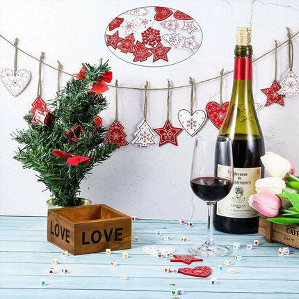 96PCS Christmas Wooden Tree Hanging Pendant Ornament Xmas Decoration Gift