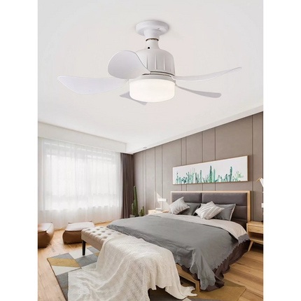 White Ceiling Fan E27 Socket Fan with Dimmable LED Light Remote ControllCR
