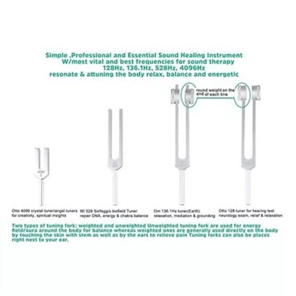 4Pcs Tuning Fork Set w/Hammer for Healing Chakra,Sound Therapy,Reliever Stress