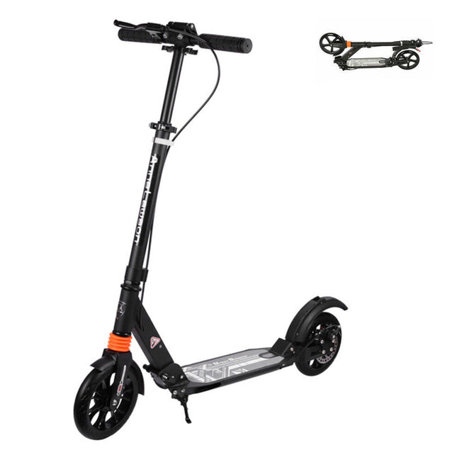 Black Push Scooter For Adult Child Commuter With Advanced Disc Break