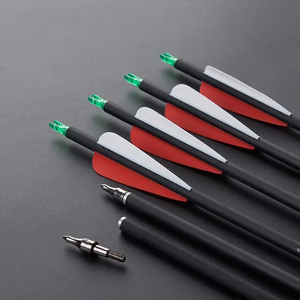 12Pcs 31 Inch Carbon Arrow Hunting Arrows Spine 500 for Archery Compound & Recurve Bow Green/white
