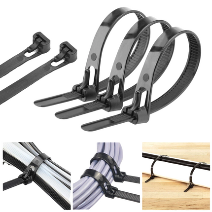 120X Cable Ties Zip Nylon Plastic Releasable Reusable Wraps Ratchet Wire