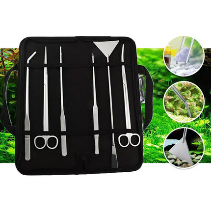 6PCS Aquarium Tool Kit Stainless Steel Aquatic Plant Tweezers Scissors Spatula Set