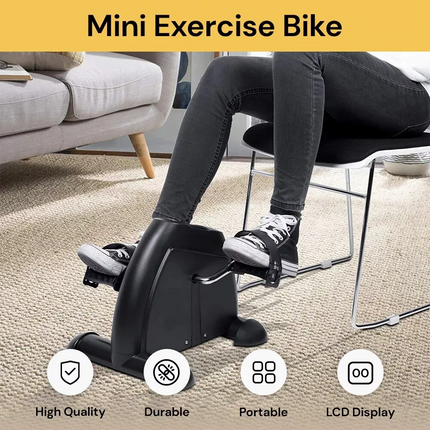 Foot Pedal Exerciser Mini Gym Bike Fitness Cycle Leg/Arm w/ LCD Portable Display White