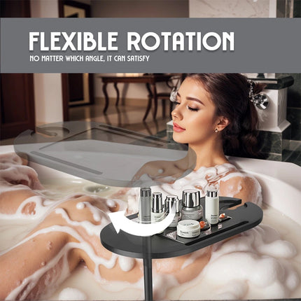 Bamboo Bathtub Tray Caddy Shelf Table Adjustable Height Bath Side Table Stands