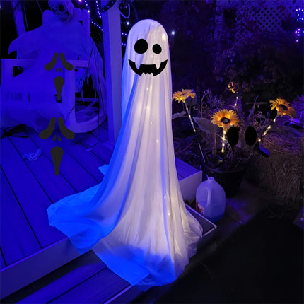 165Cm Halloween Spooky Ghost Decor with String Lights Cute Light Up Ghost Outdoor Dec D