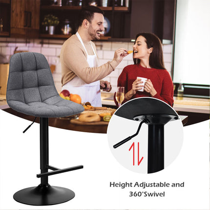 2 Pcs Barstools Adjustable Swivel Bar Stools Counter Height Linen Chairs